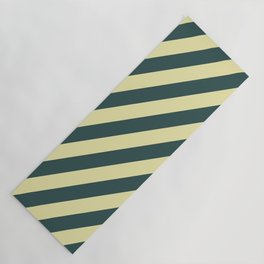 [ Thumbnail: Dark Slate Gray and Pale Goldenrod Colored Lines Pattern Yoga Mat ]