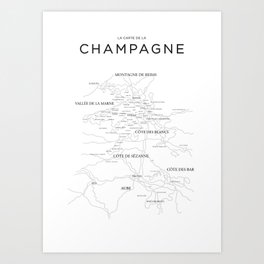 Champagne map Art Print