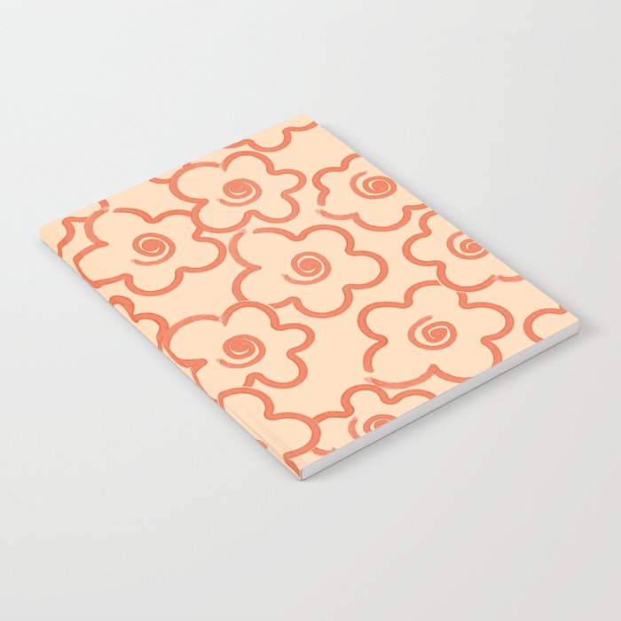 Flower Doodles in Orange & Peach Fuzz Notebook