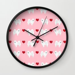 Japanese Spitz love hearts day pure breed dog pattern pet gifts for dog lovers Wall Clock