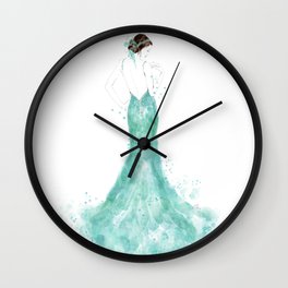 Fashion illustration mermaid dress in mint Wall Clock