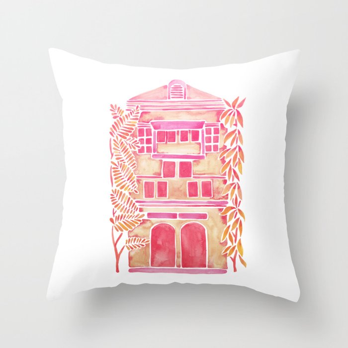 Tropical House – Pink Ombré Throw Pillow