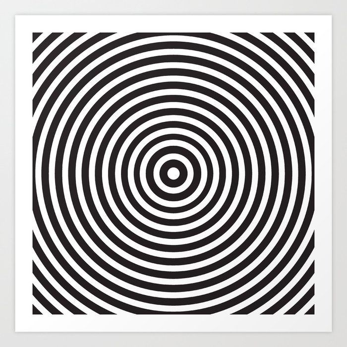 Hypnotize Circles (Black & White) Art Print