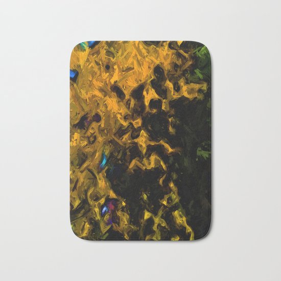 Gold Tree with Green Trees Bath Mat