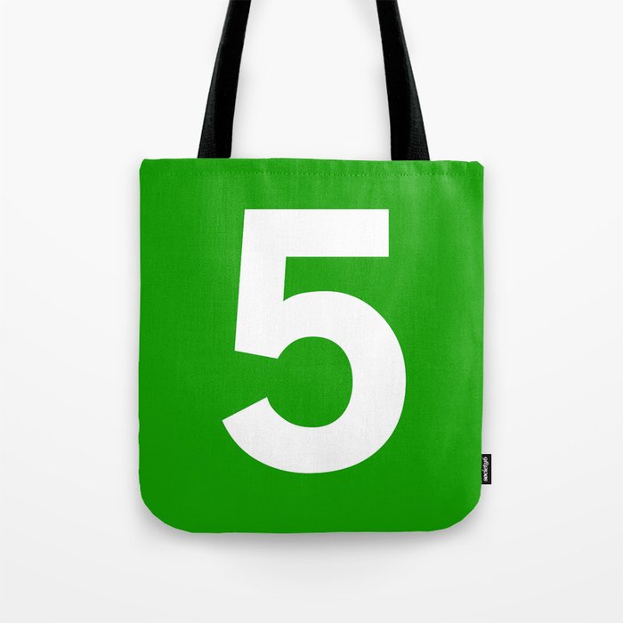 Number 5 (White & Green) Tote Bag