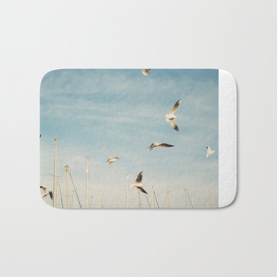 Seagulls Flying In The Sky Bath Mat