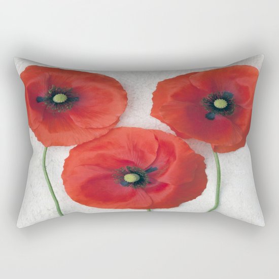 Three red Poppies III Rectangular Pillow