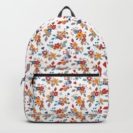 Vallombrosa Backpack | Yellow, Stencil, Flowerbouquet, Leaves, Red, Blue, Cutout, Digital, Botanical, Drawing 