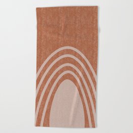 Mid Century Terracotta Rainbow Beach Towel