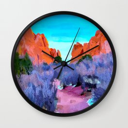 Garden of the Gods  Wall Clock | Colorado, Mountains, Coloradosprings, Graphicdesign, Colorful, Mixedmedia, Gardenofthegods, Hiking, Digital, Cheerful 
