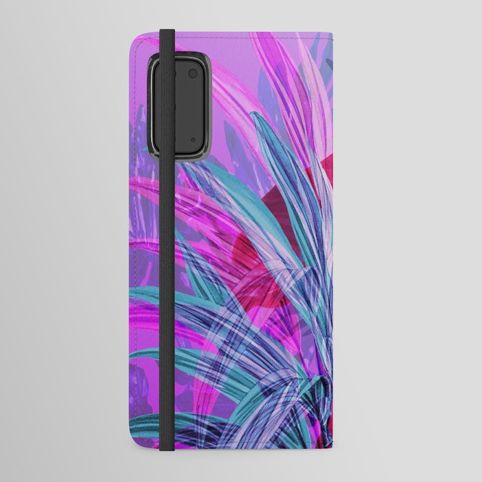 Wild Flower Leaves abstract Art Pink Blue Colorful Android Wallet Case