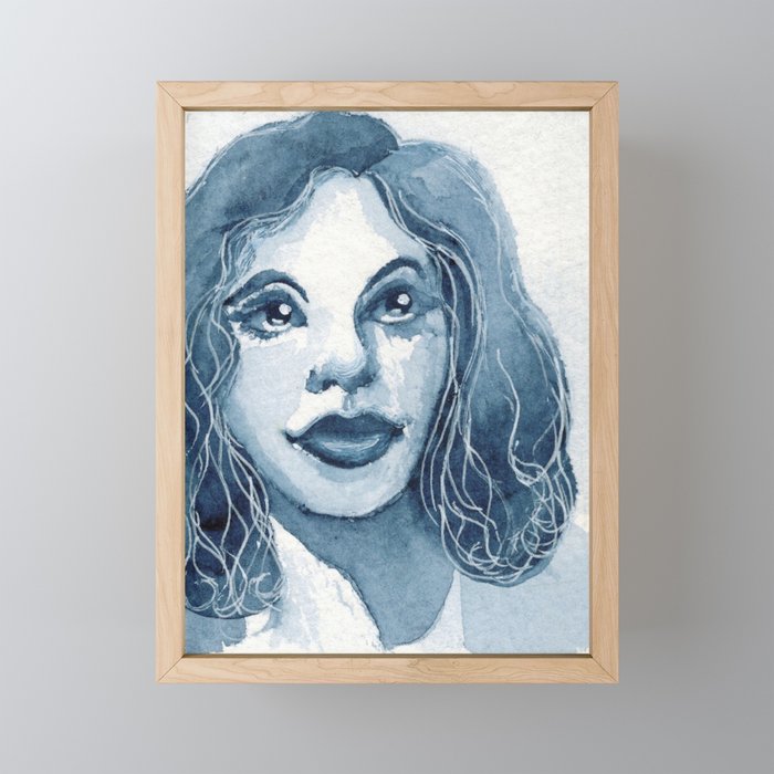 Girl with Bright Eyes Framed Mini Art Print