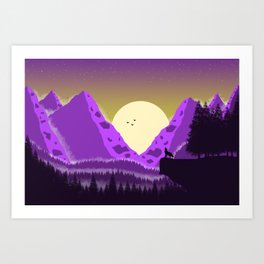Magenta Mountains Art Print