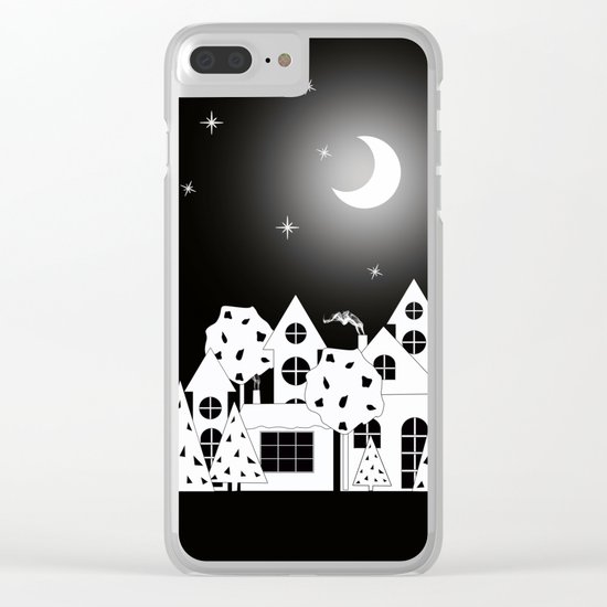 Fabulous houses, trees against the night sky. Clear iPhone Case