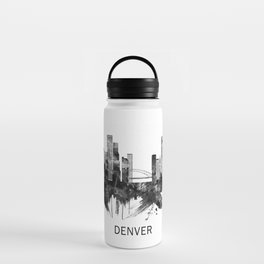 Denver Colorado Skyline BW Water Bottle