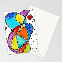 Colorful Song Bird Art by Sharon Cummings Stationery Card