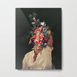 Roses Bloomed every time I Thought of You Metal Print | Curated, People, Portrait, Frankmoth, Black, Collage, Orange, Red, Floral, Man 
