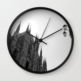 Duomo di Milano | Largest gothic cathedral in the world | Landmarks of Italy in Black and White Wall Clock