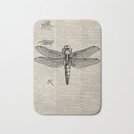 Vintage Dragonfly Sketch  Bath Mat