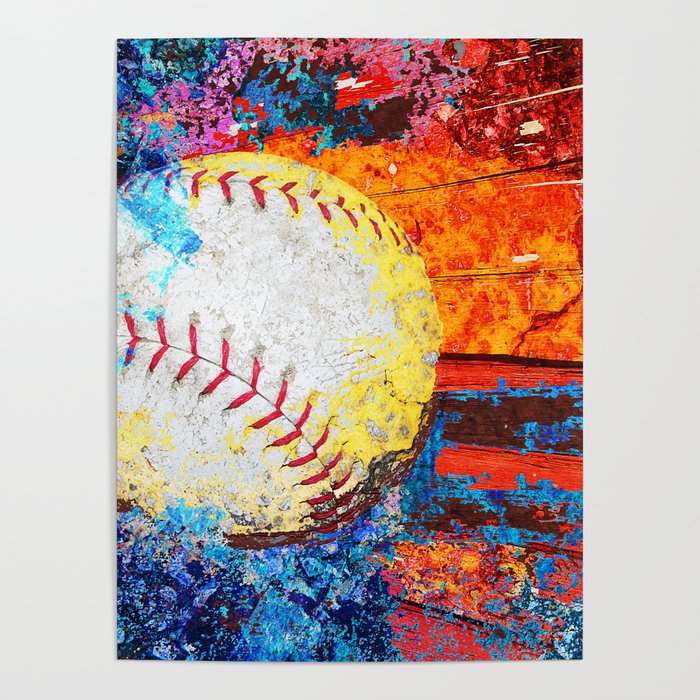 Colorful Baseball Art Poster