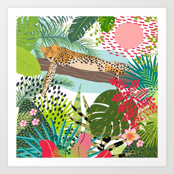 Amazon.com: CHEETAH Art Print - Safari Animals - Green Wall