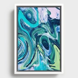 For Jayden: I colorful abstract painting in greens, purple, and blue by Alyssa Hamilton Art Framed Canvas