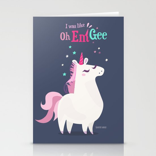 I was like Oh Em Gee - Unicorn Stationery Cards
