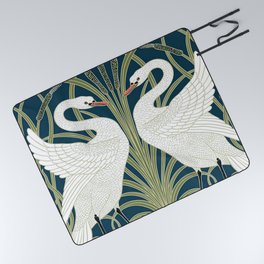 Swan Rush and Iris by Walter Crane Picnic Blanket