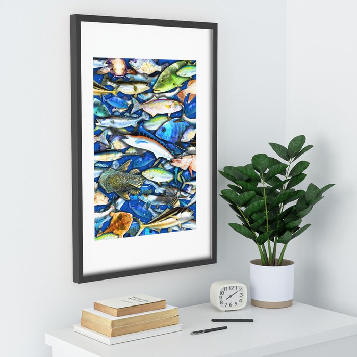 DEEP SALTWATER FISHING COLLAGE Recessed Framed Print by Gloria