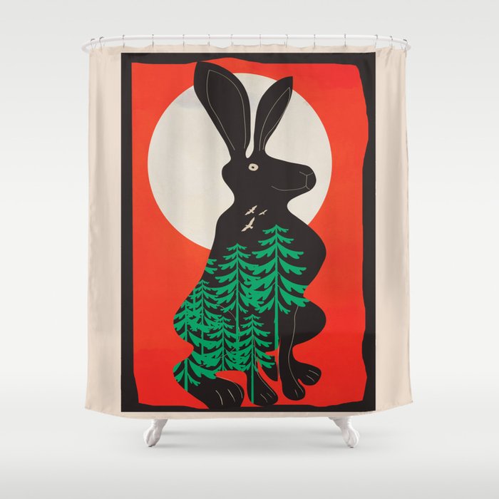 Black Rabbit 3 Shower Curtain