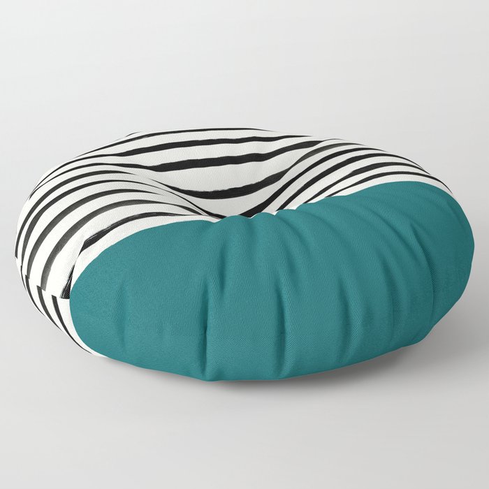 Dark Turquoise & Stripes Floor Pillow