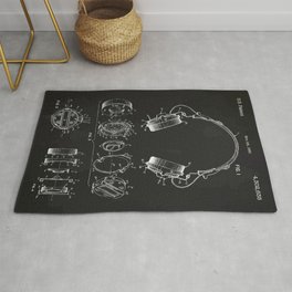 Headphone patent Rug | Digital, Cans, Acrylic, Graphicdesign, Typography, Headphone, Graphite, Patent, Black And White, Earphones 