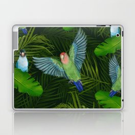 Lovebirds and tropical leafs Laptop Skin