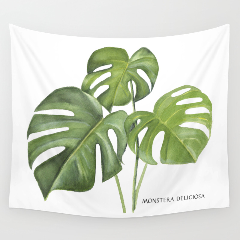 Monstera Deliciosa 3 Leaves Wall Tapestry By Withlovefrommary