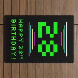 [ Thumbnail: 28th Birthday - Nerdy Geeky Pixelated 8-Bit Computing Graphics Inspired Look Outdoor Rug ]