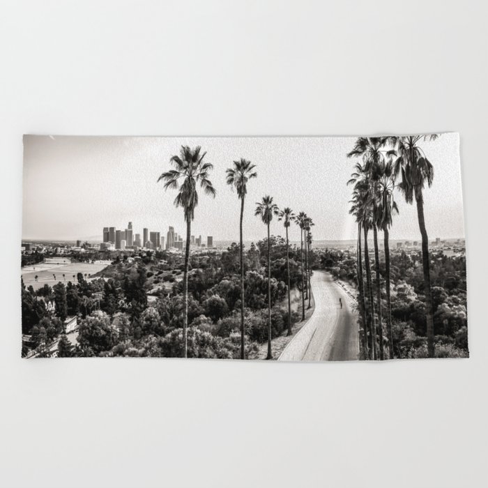 Los Angeles Black and White Beach Towel