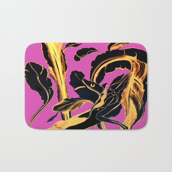 Golden Succulent on Fuchsia Bath Mat