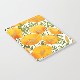 Gold watercolor California poppies Notebook