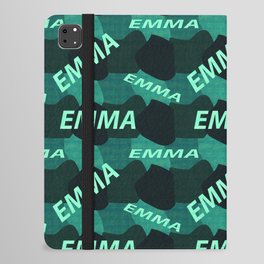 seamless pattern with the name Emma in blue colors and watercolor texture iPad Folio Case