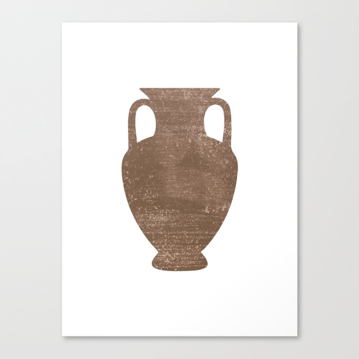 Minimal Abstract Greek Vase 3 - Amphora - Terracotta Series - Modern, Contemporary Print - Sepia Canvas Print