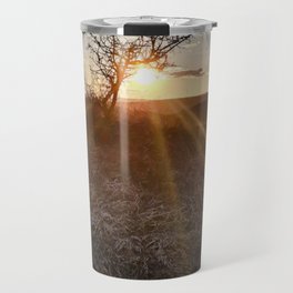 Nature sunset with a singular tree trekking landscape Travel Mug