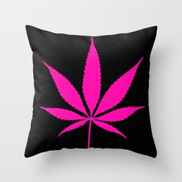 Marijuana Leaf Hot Pink & Black Throw Pillow