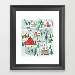 New England Christmas Gerahmter Kunstdruck | Houses, Nostalgia, Christmastrees, Christmas, Winter, Farm, Villiage, Landscape, Newengland, Country 