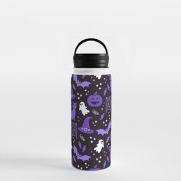 Halloween party illustrations purple, black Water Bottle