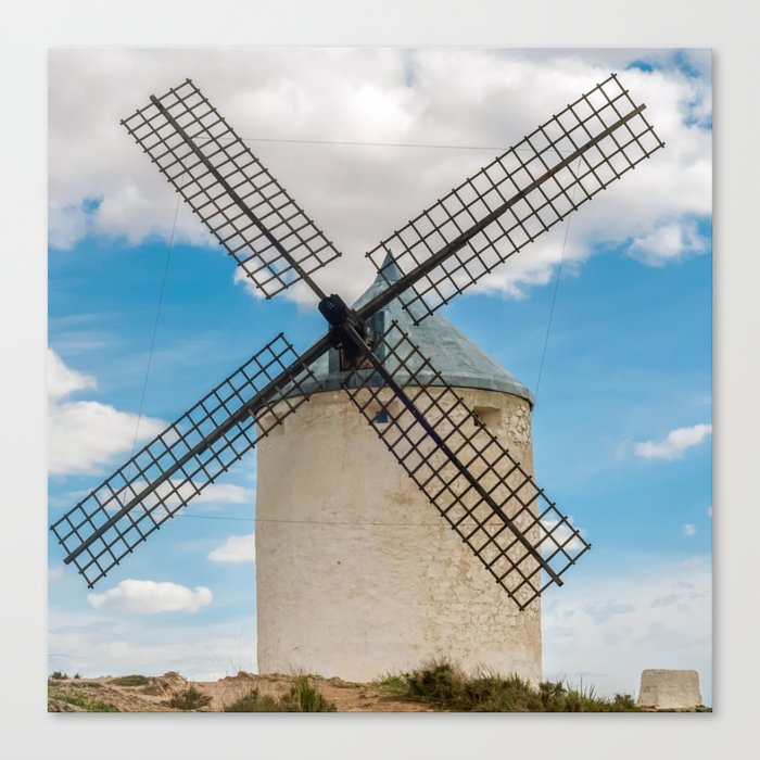 Spain Photography - Ancient Windmill On A Dry Field Canvas Print