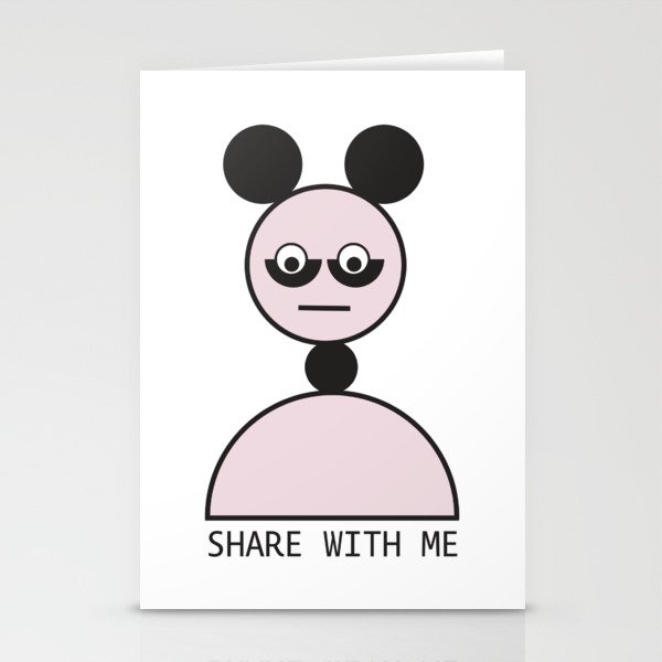 SHARE WITH ME Face and Torso Figurita Light Pink Line Art Modern Cartoon Figure Stationery Cards