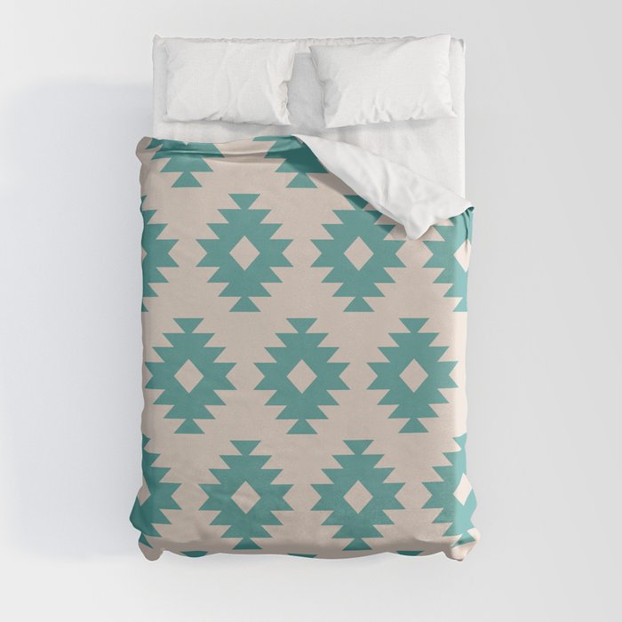 Southwestern Decor 435 Beige and Turquoise Duvet Cover
