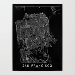 San Francisco Black Map Poster