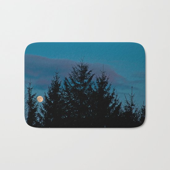 Full moon in the firs Bath Mat
