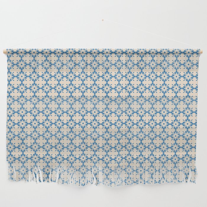 Floral vintage ornament pattern in blue Wall Hanging
